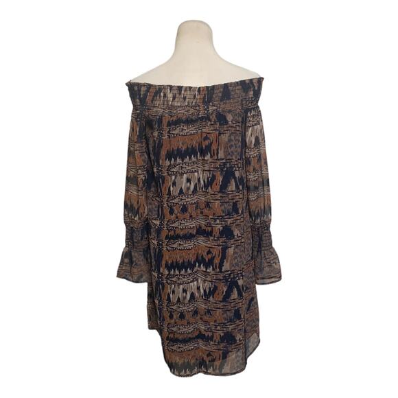 Veronica M Brown Print Off Shoulder Mini Dress Size XS - Picture 10 of 13